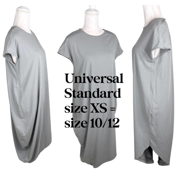 Sz 10-12 Universal Standard gray asymmetric Geneva midi t-shirt dress XS large - Picture 1 of 16